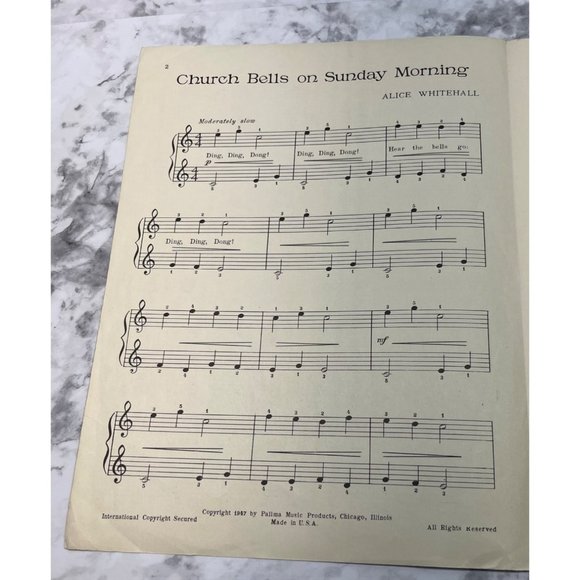 Church Bells on Sunday Morning Vintage Piano Solo Sheet Music Alice Whitehall - Picture 2 of 4